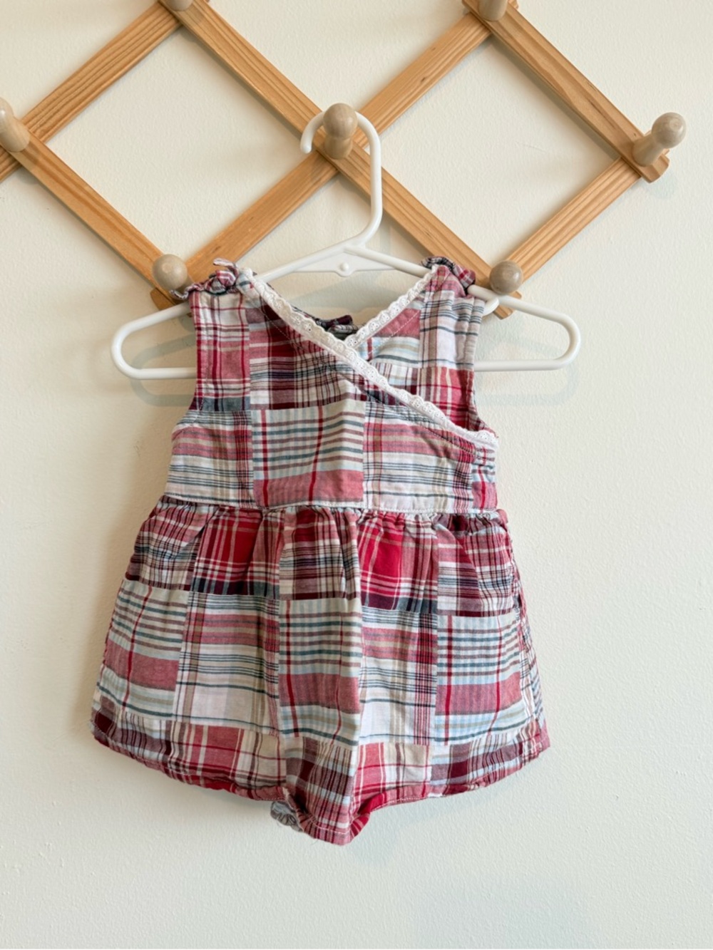 Vtg Faded Glory organic cotton Plaid Onesie Dress